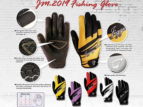 Jigging Master New 2019 3D Palm Fishing Gloves (Color: Red-Black / Large)