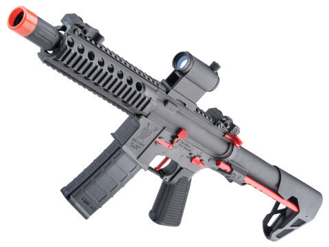 King Arms M4 PDW SBR Airsoft AEG Rifle (Color: Grey Red / Long)