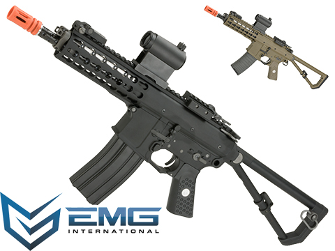 EMG Knights Armament Airsoft PDW M2 Compact Gas Blowback Airsoft Rifle (Model: Black 400FPS / Green Gas Magazine)