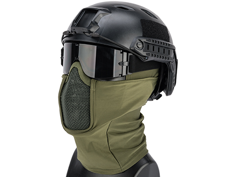 Matrix Shadow Fighter Hood Headgear w/ Mesh Mouth Protector (Color: OD Green)
