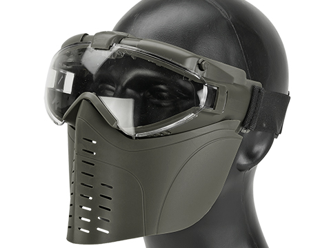 Pro-Goggle Airsoft Full Face Mask w/ Integrated Fan (Color: OD Green)