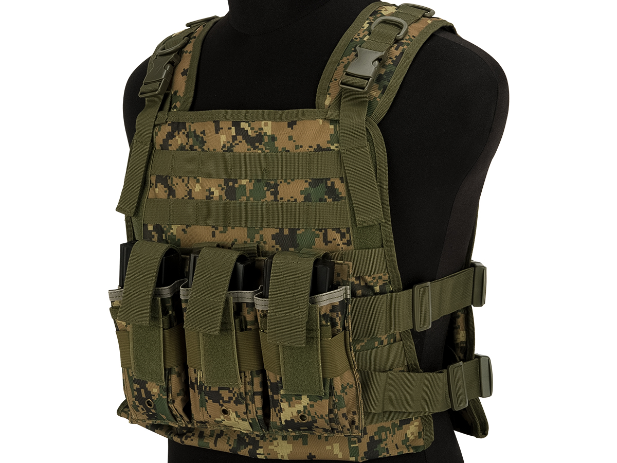 Matrix 600D MOLLE Plate Carrier Tactical Package with Hydration Carrier (Color: Digital Woodland)