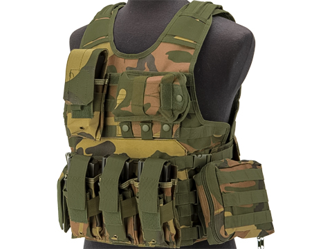 Matrix MEA Tactical Vest with M4 Magazine Pouches and Hydration Bladder (Color: Woodland)