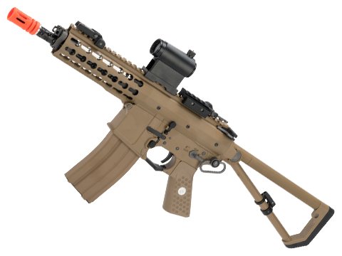 EMG Knights Armament Airsoft PDW M2 Compact Gas Blowback Airsoft Rifle (Model: Tan with Green Gas Magazine)