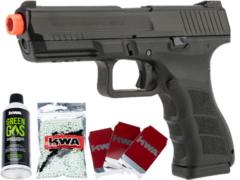 KWA ATP-LE Full Size Airsoft GBB Gas Blowback Pistol Package w/ 3 Targets, 500rd BBs & Green Gas