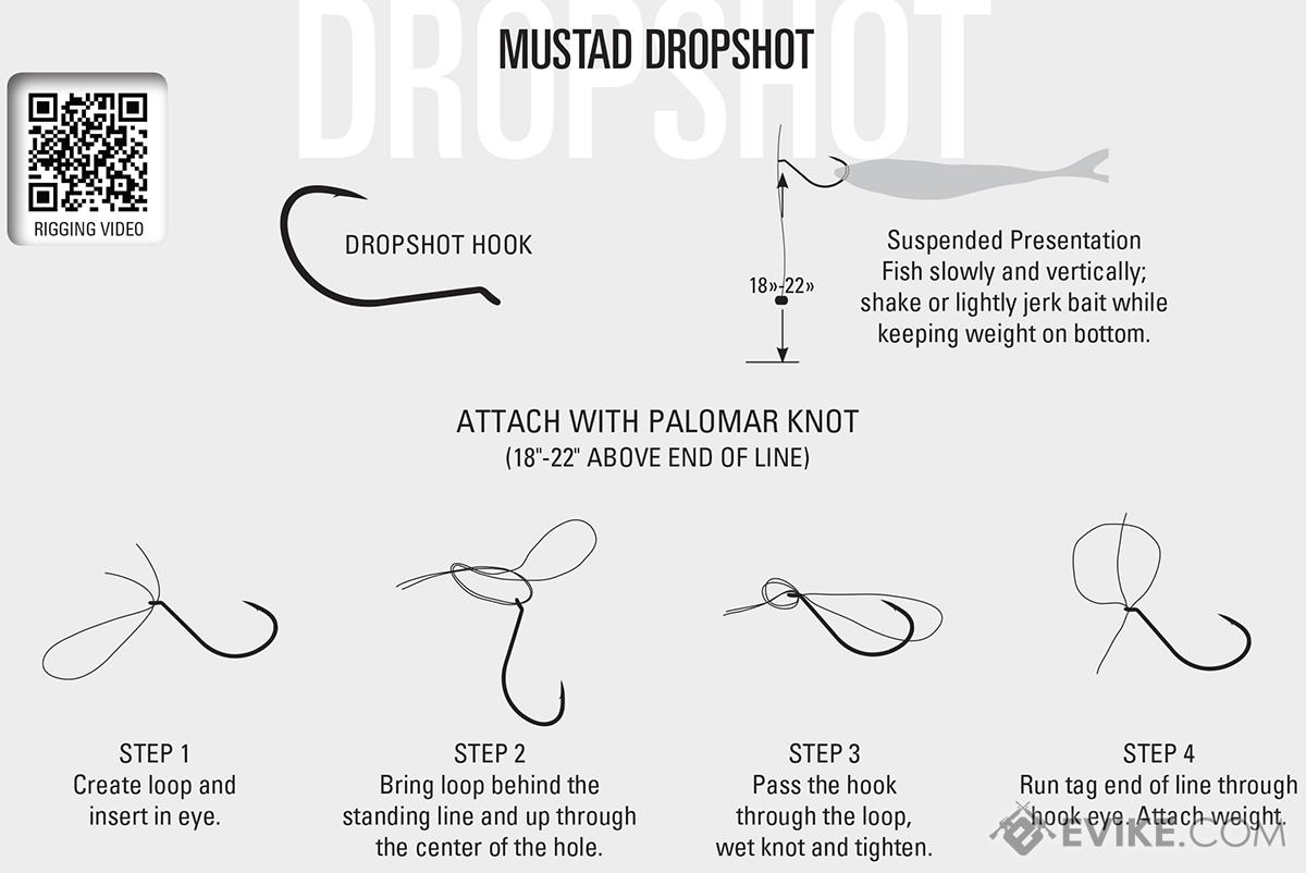 Mustad Drop Shot Live Bait Hook Black Nickel (Size 2 Set of 6), MORE