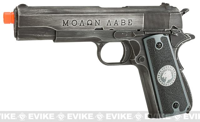 Evike.com Nostradamus Custom Armorer Works Molon Labe Gas Blowback Airsoft Pistol with Angel Custom Tac-Glove Grips (Sign: Leo)