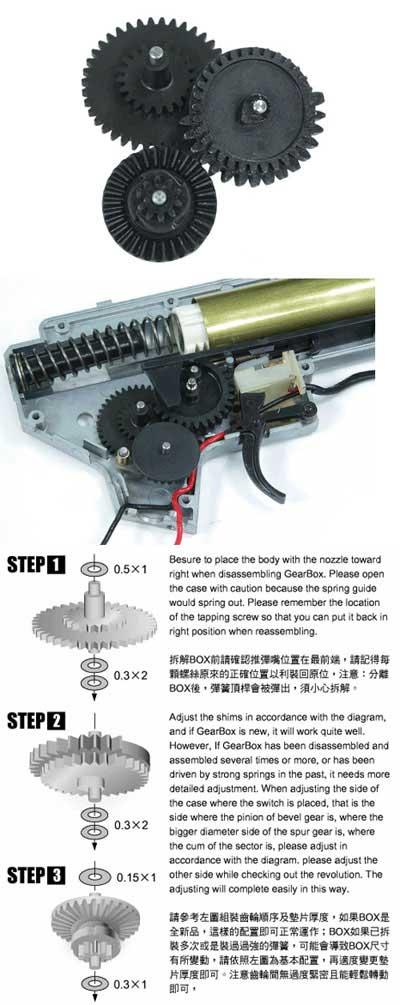 Guarder Reinforced Flat Spur Steel Gear Set for TM AEG II/III Original Type.