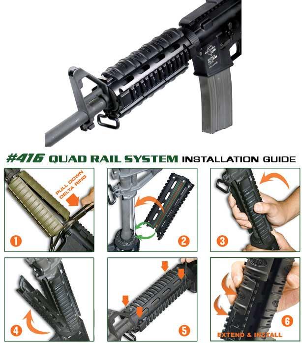 UTG Real Steel M4 M16 Carbine Length Quad Rail RIS System (Made in USA ...