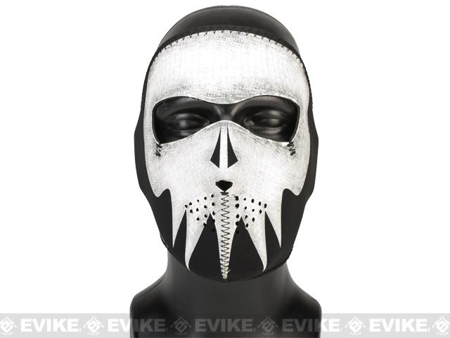 Zan Neoprene Glow-in-the-Dark Full Face Mask - Gray Skull, Tactical ...