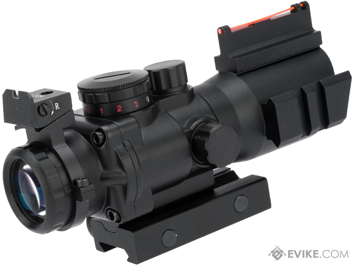 AIM Dual-Rail 4x35 Illuminated Compact Scope with Fiber Optics Sight ...