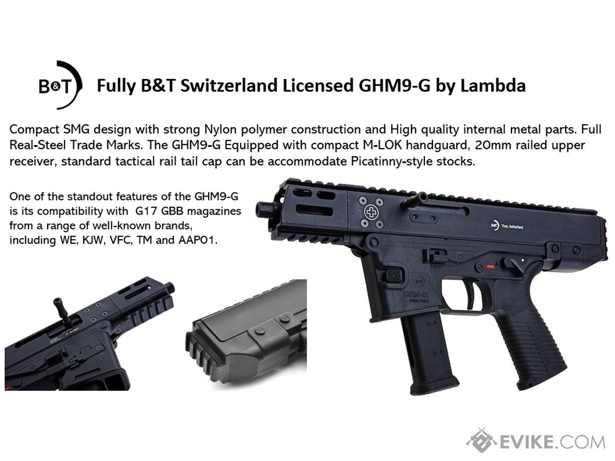 Lambda Defence B T Licensed GHM G Gas Blowback Airsoft SMG Model Short Version Black