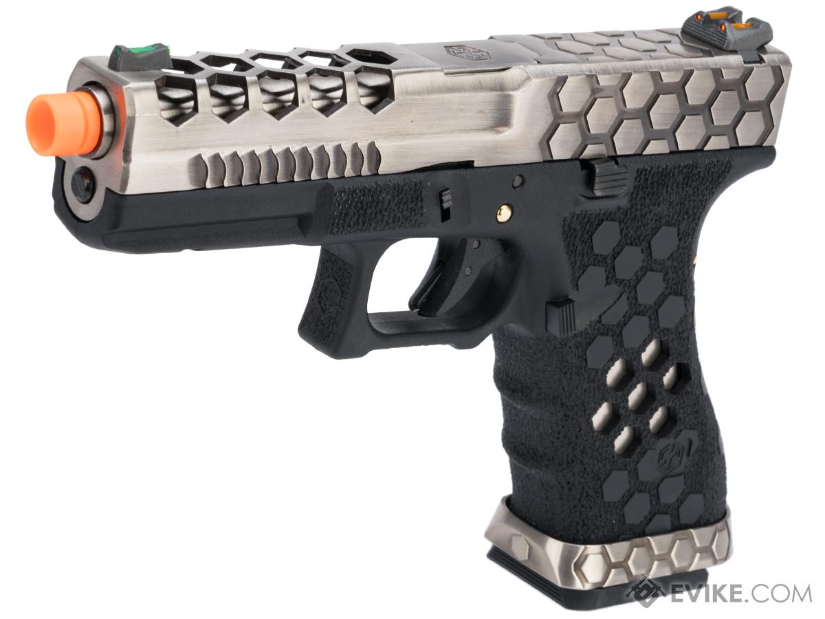 AW Custom VX Series Hex Cut Gas Blowback Airsoft Pistol Model Semi Auto Black W Silver