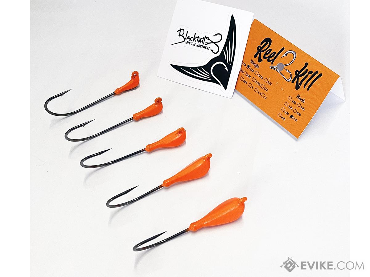 Blacktail Fishing Reel2Kill GLOW Banana Style Weighted Hooks (Color: Orange / 1.5oz)