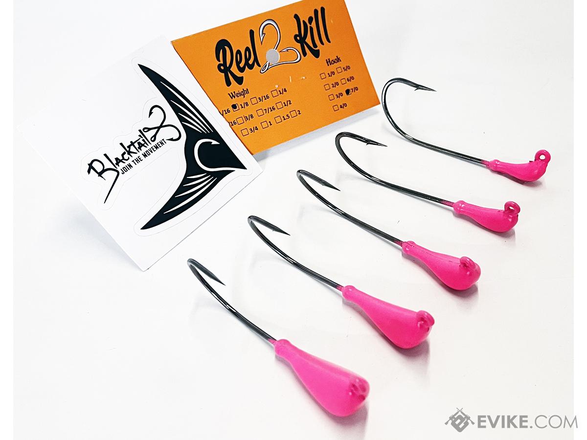 Blacktail Fishing Reel2Kill GLOW Banana Style Weighted Hooks (Color: Pink / 1.5oz)