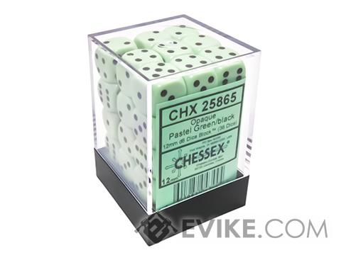 Chessex Lab Opaque 12mm d6 Dice Block (Color: Pastel Green / 36x Dice)