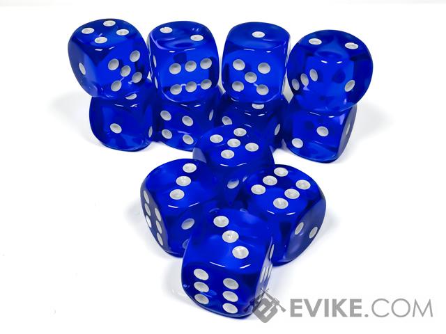 Chessex Lab Translucent 16mm d6 Dice Block (Color: Blue-White / 12x Dice)