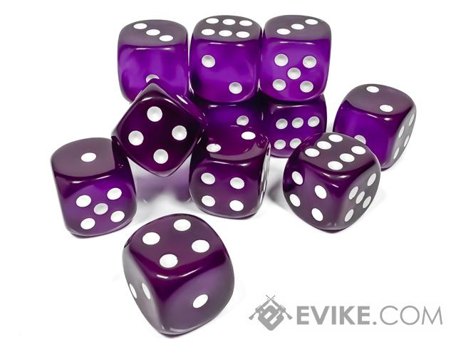 Chessex Lab Translucent 16mm d6 Dice Block (Color: Purple-White / 12x Dice)