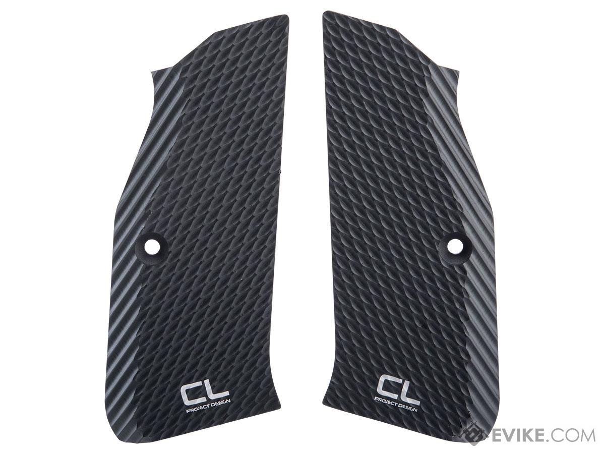 CL Project CNC Aluminum Grip Panels for ASG Shadow 2 Airsoft Gas Blowback Pistols (Color: Black)