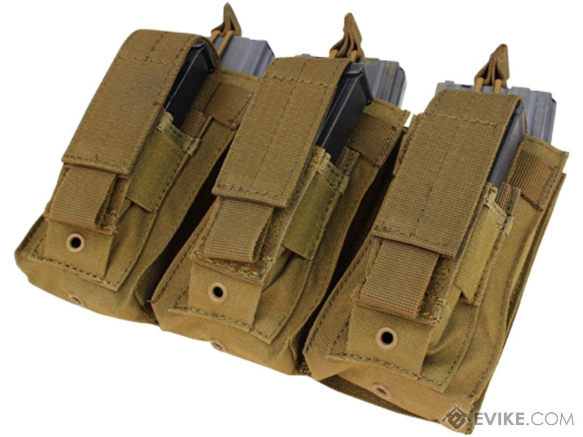 Condor Tactical Open Top Triple AR15 / M4 / M16 / 5.56 NATO w/ Triple Hook & Loop Flap Magazine Pouch (Color: Coyote Brown)