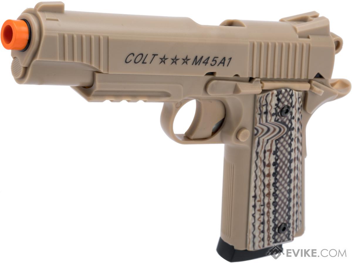 Soft Air Licensed Colt M45A1 CO2 Powered Non-Blowback Airsoft Gas Pistol (Model: Tan)