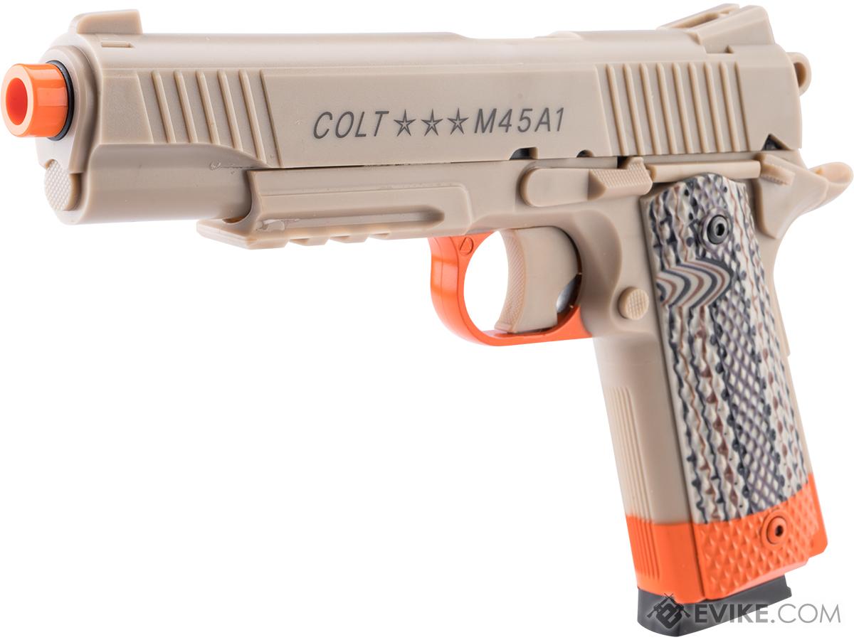 Soft Air Licensed Colt M45A1 CO2 Powered Non-Blowback Airsoft Gas Pistol (Model: SB199 Tan)