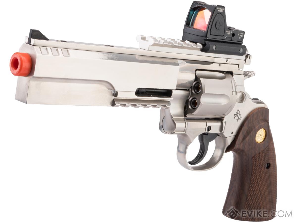 Cybergun Colt Licensed Python Evil .357 Magnum Gas Powered Airsoft Revolver (Color: Silver / Faux Wood Grips / Green Gas)