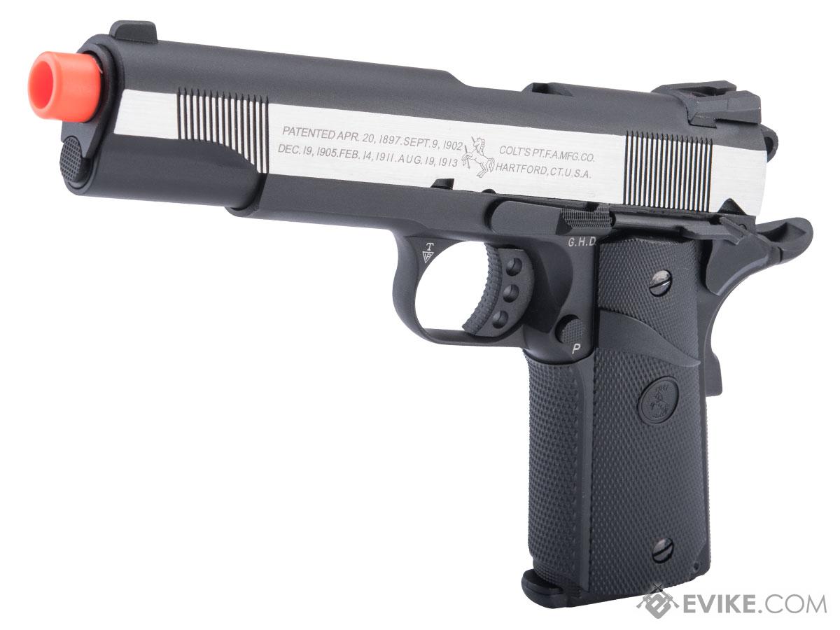 Cybergun Colt Licensed 1911 Airsoft Gas Blowback Pistol Color Two Tone Silver Black Meu 8703