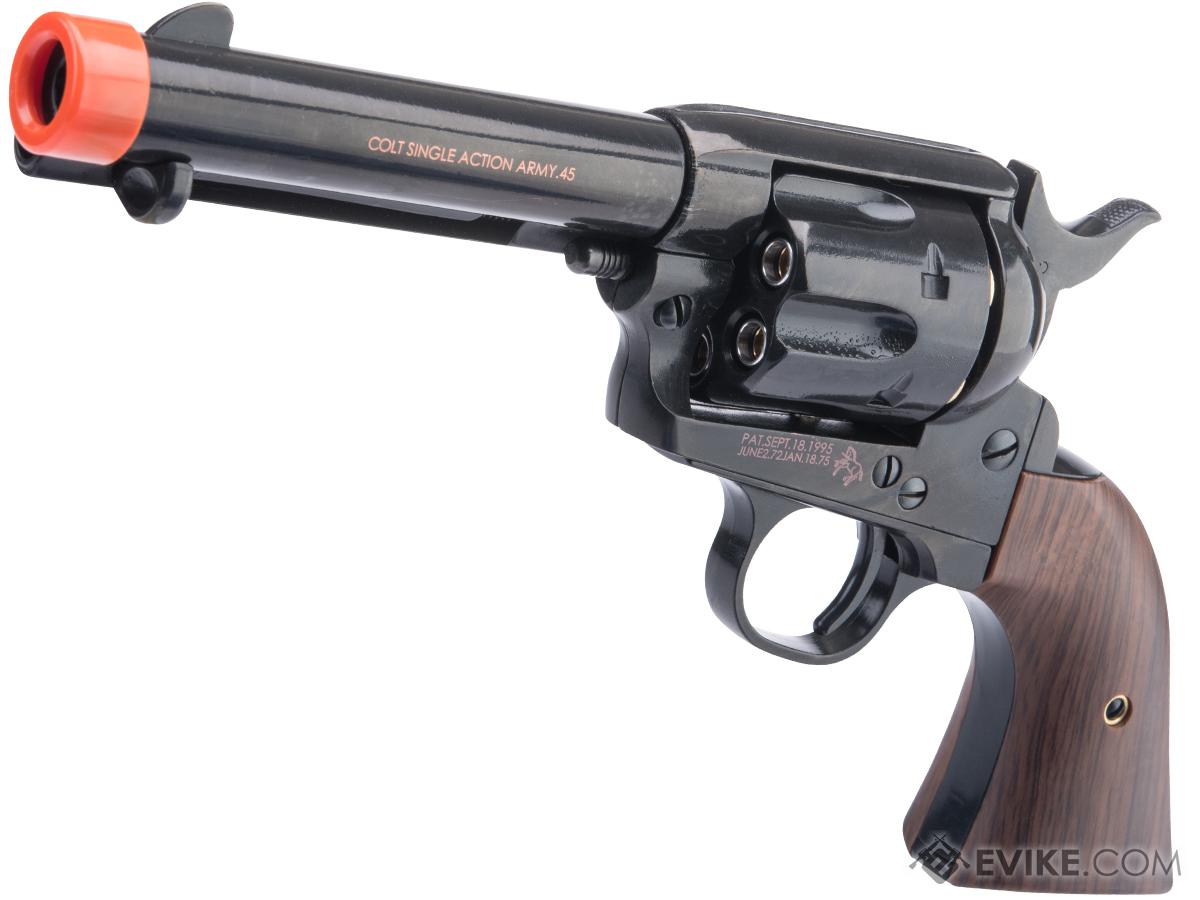 Cybergun Colt Licensed SAA .45 Peacemaker Gas Powered Airsoft Revolver by King Arms (Model: Short Barrel / Electroplated Black)