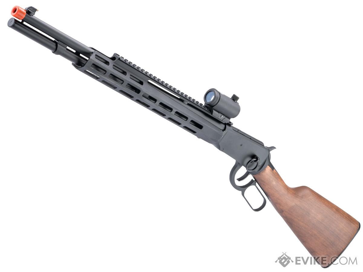 Double Bell Tactical M1894 CO2 Lever Action Shell Ejecting Rifle (Model: 13 M-LOK RIS / Real Wood-Black)