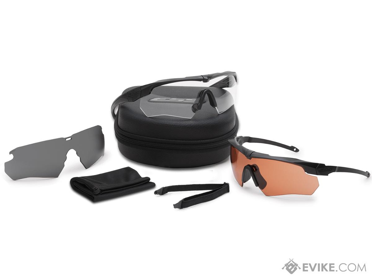 ESS Crossbow Suppressor 2x+ Ballistic Eyeshield Package (Color: Black Frame / Clear , Smoke Grey and HD Copper Lenses)