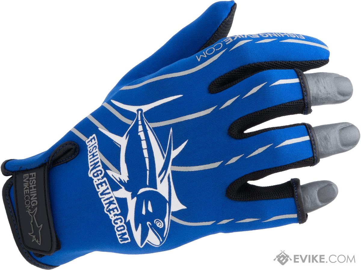 Fishing.Evike Shark Skin 3-Finger Deep Sea Fishing Gloves (Style: Blue /  Large)