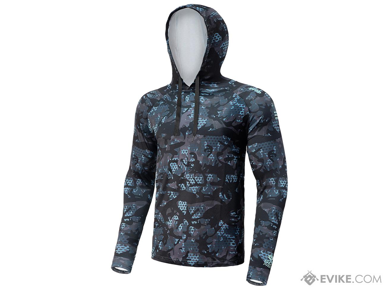 Helium Armour UPF50 Body Protective Battle Hoodie for Fishing /  Airsoft (Color: Aqua-Black Camo / X-Large)