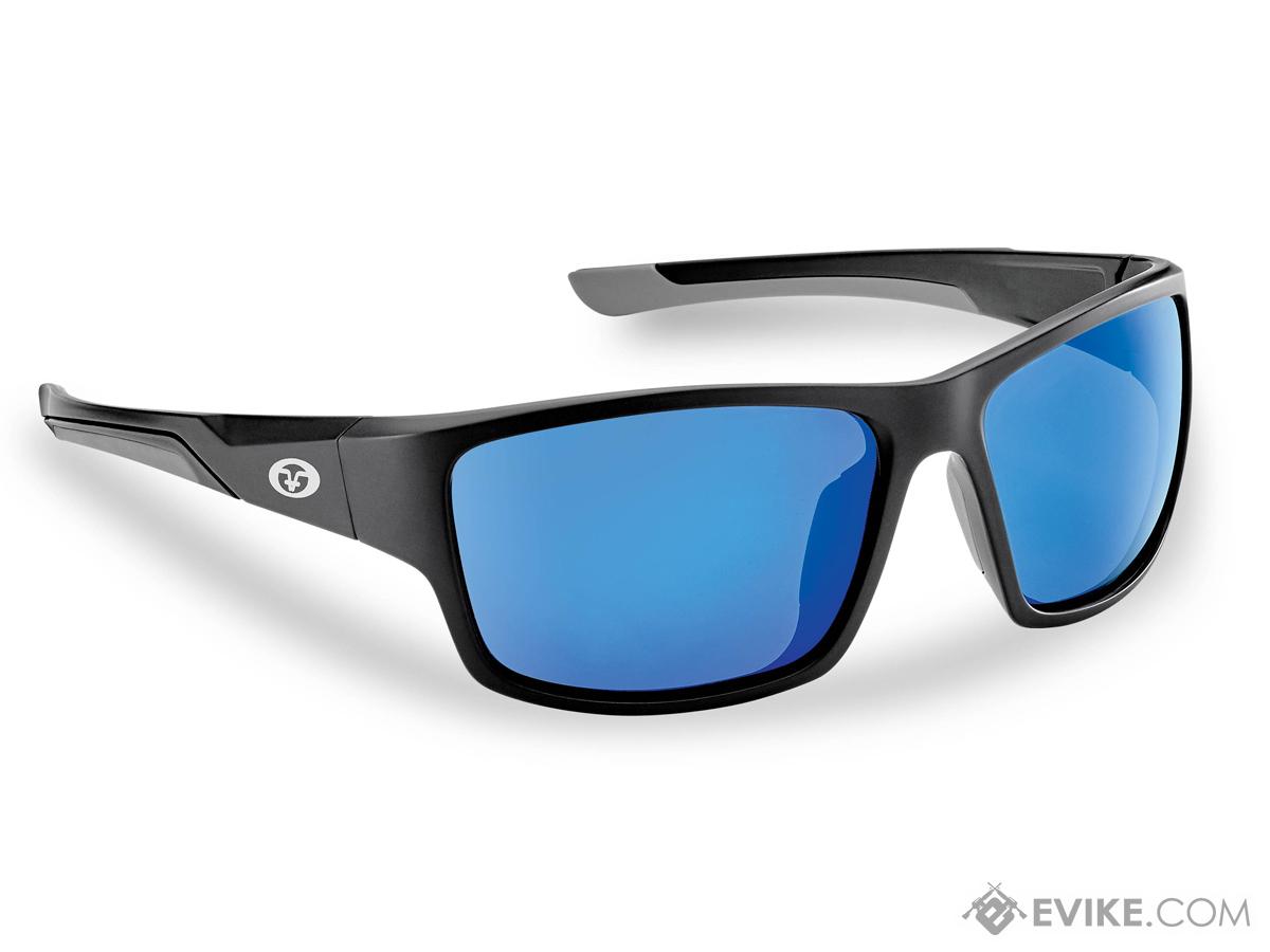 Flying Fisherman Sand Bank Polarized Sunglasses (Color: Matte Black / Smoke-Blue Mirror Lens)