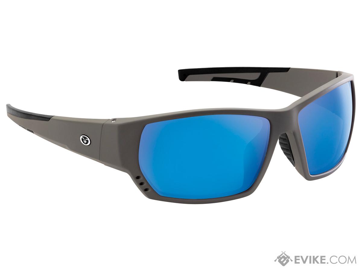 Flying Fisherman Drop Back Polarized Sunglasses (Color: Matte Grey / Smoke-Blue Mirror Lens)