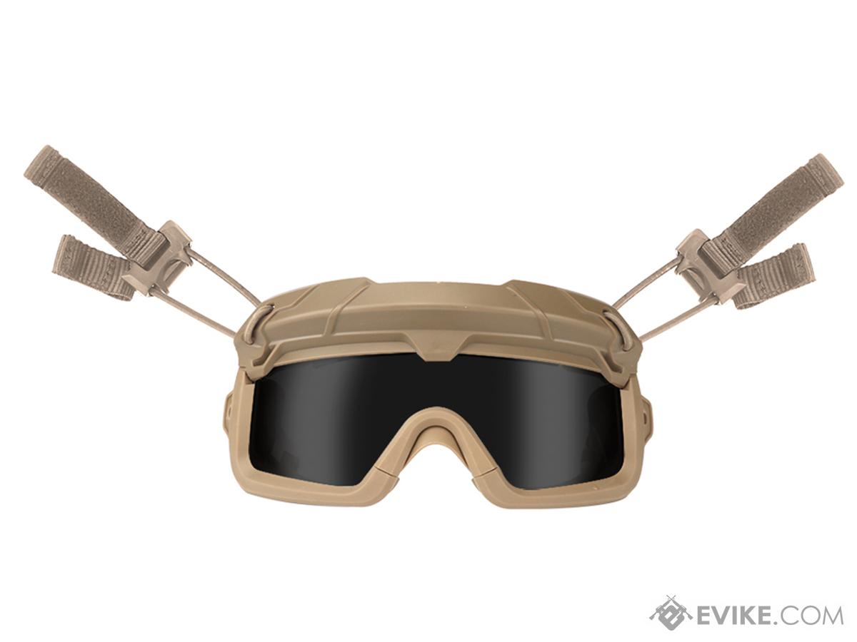 FMA Special Forces QD Full Seal Goggles for Bump Helmets (Color: Coyote Brown / Smoked Lens)