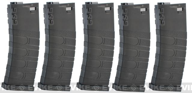 G&G Polymer 120rd Mid-Cap Magazine for M4 / M16 Series Airsoft AEG Rifles (Color: Black / Set of 5)