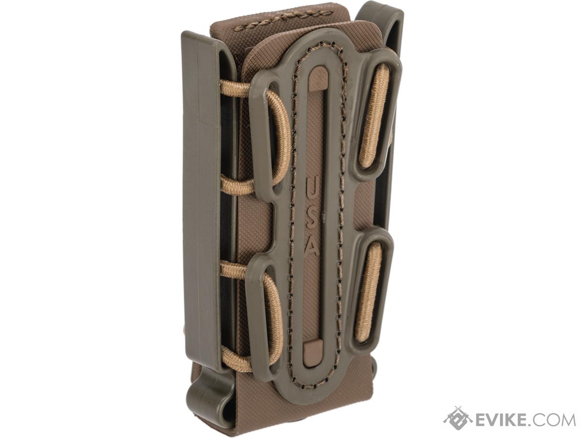 G-Code Soft Shell Scorpion Tall Pistol Magazine Carrier with P1 Molle Clip (Color: Green Frame / Tan Shell)