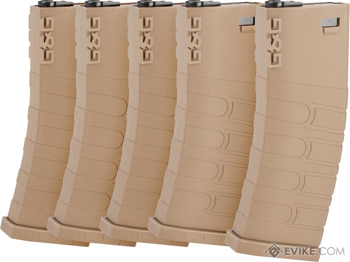 G&G Polymer 120rd Mid-Cap Magazine for M4 / M16 Series Airsoft AEG Rifles (Color: Desert / Set of 5)