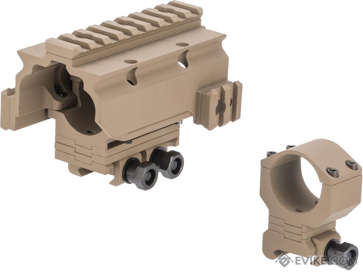 Matrix 30mm Height Adjustable Sniper Scope Mount w/ Railed Hood for Rifle Scopes (Color: Sand)