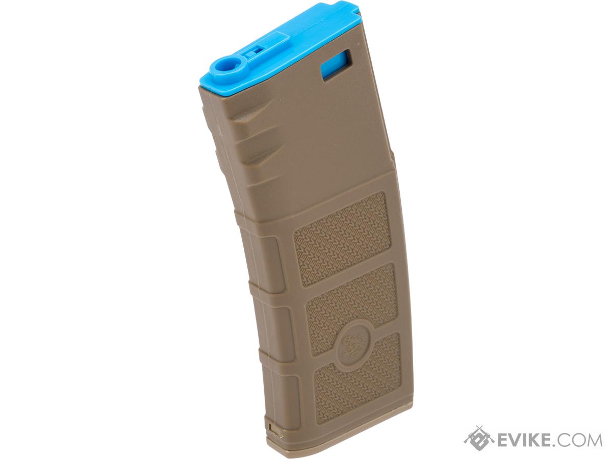 Evike High RPS Polymer Training Magazine w/ EV Texturing for M4 Airsoft AEG Rifles (Type: 130rd Mid-Cap / Dark Earth w/ Blue Lip)