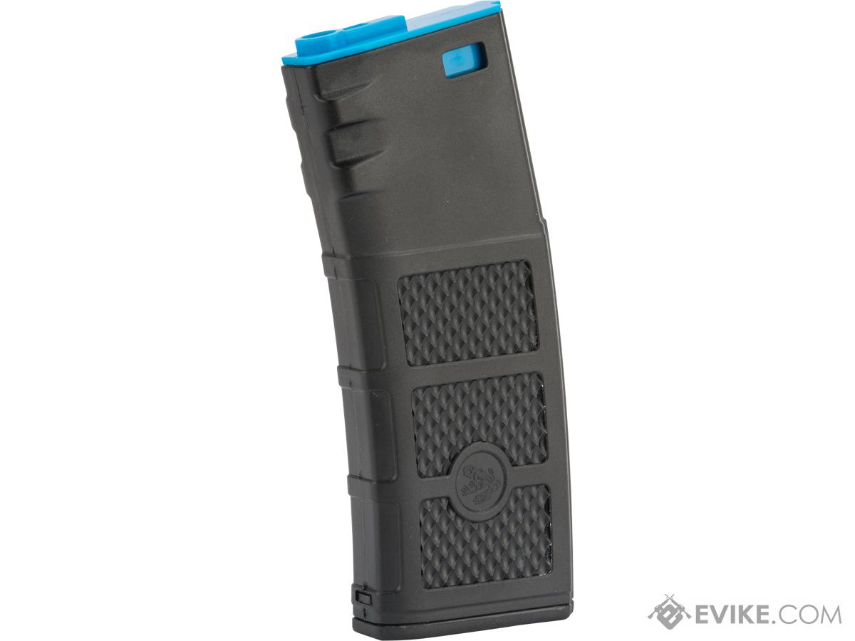 G&P High RPS Polymer Training Magazine w/ EV Texturing for M4 Airsoft AEG Rifles (Type: 130rd Mid-Cap / Black w/ Blue  Lip)