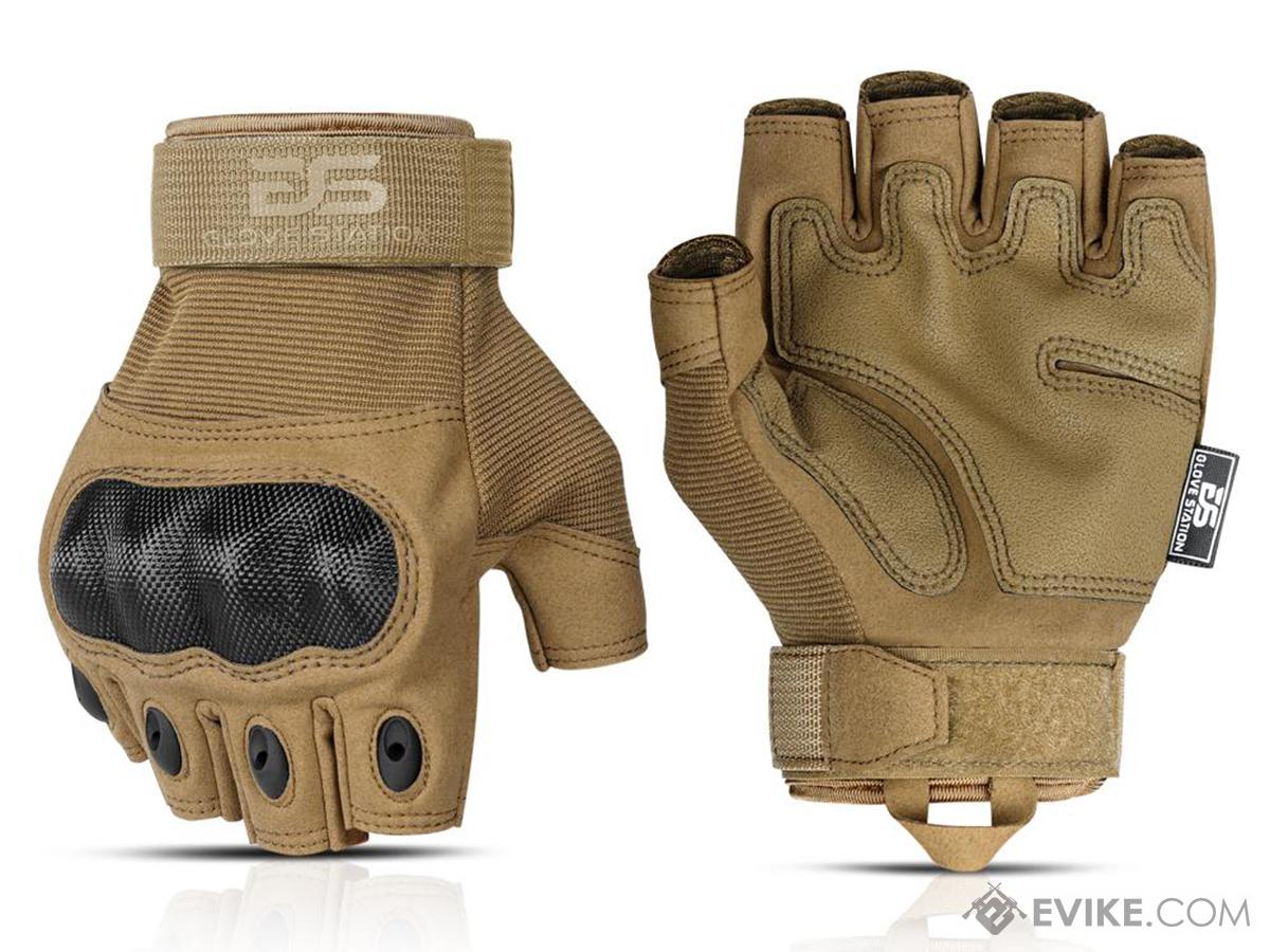 Glove Station Combat Hard Knuckle Fingerless Gloves (Color: Tan / Large),  Tactical Gear/Apparel, Gloves -  Airsoft Superstore