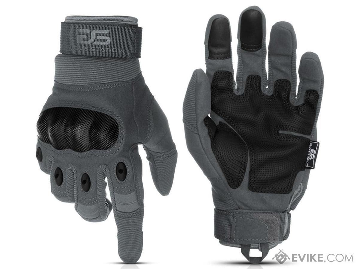 Glove Station The Combat Hard Knuckle Full Finger Tactical Gloves (Color: Grey / Small)