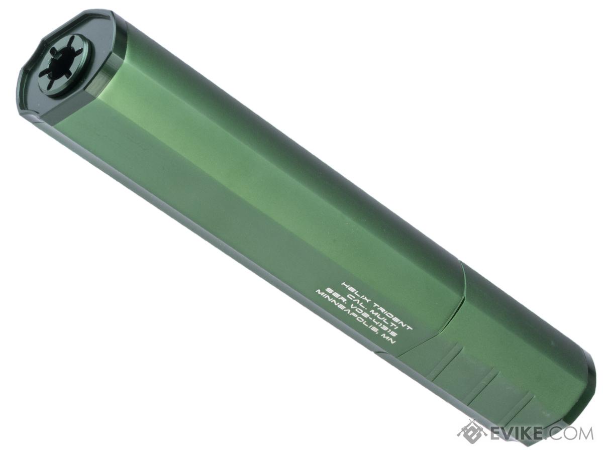 Helix Airsoft Trident Mock Suppressor / Barrel Extension (Color: Green / 14mm Negative)