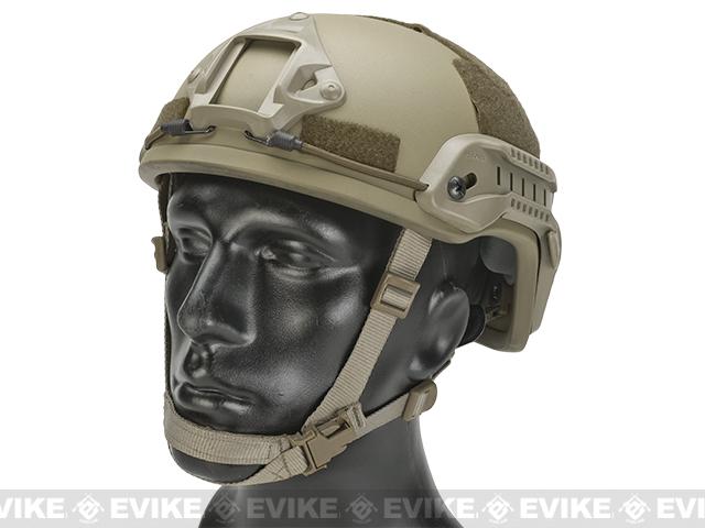 Mich 2001 Helmet w/ NVG Mount & Side Rail for Airsoft - Tan, Tactical ...