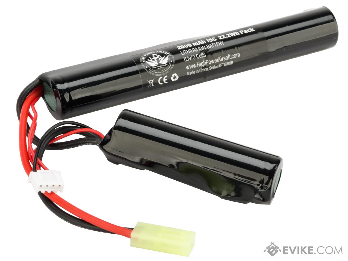 High Powered Airsoft 11.1v 2000mAh 15C Nunchuck Type Li-Ion Battery (Connector: Small Tamiya)