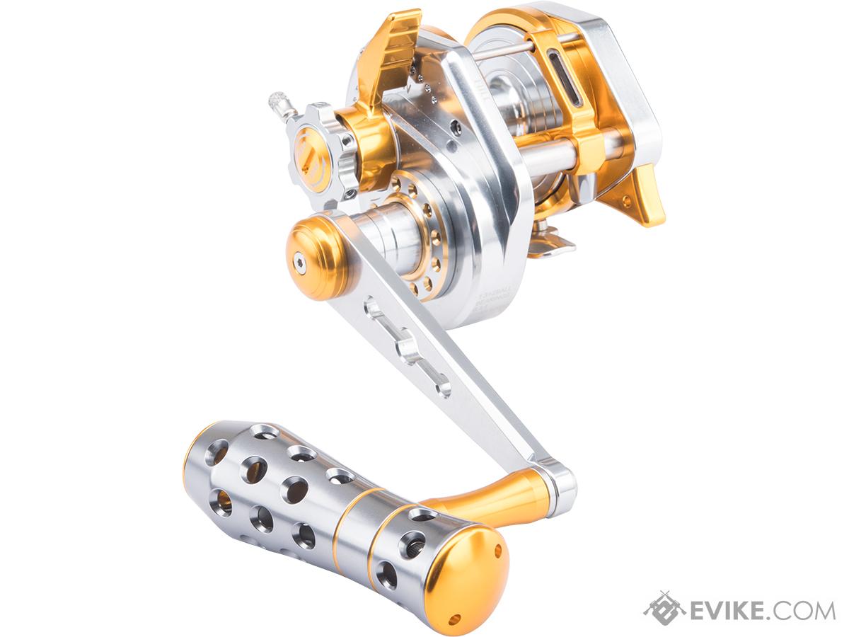 Jigging Master VIP Limited Edition Wiki Violent Slow Lever Wind Fishing  Reel w/ Automatic Line Guide (Model: 1500XH / Right Hand / Titanium-Gold)