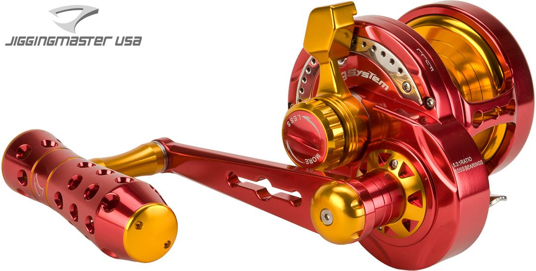 Jigging Master Monster Game High Speed Fishing Reel (Color: Red-Gold / PE5  / Right Hand)
