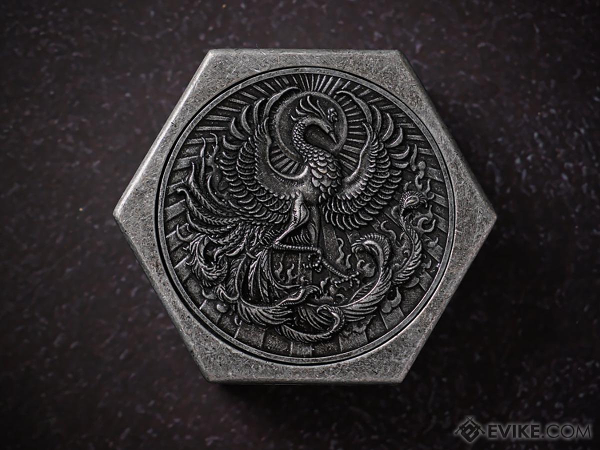 KakapopoTCG Metal Dice Box (Model: Phoenix's Nest / Tarnished Black)